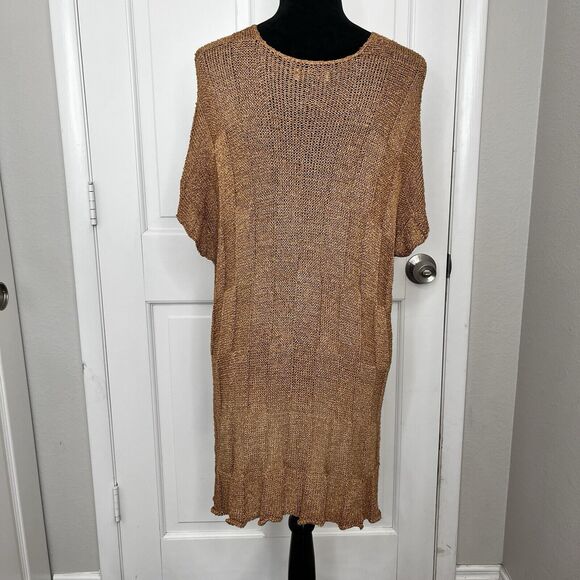 Georgina Estefania Dallas Knit Top Womens L Brown Rayon Fiber V Neck Made in USA - Picture 6 of 11